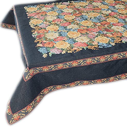 Tischdecke Gobelin Mitteldecke Eckig Rosen Schwarz Bunt Landhaus Gobelindecke Gobelintischdecke (85 x 85 cm) von Raebel OHG