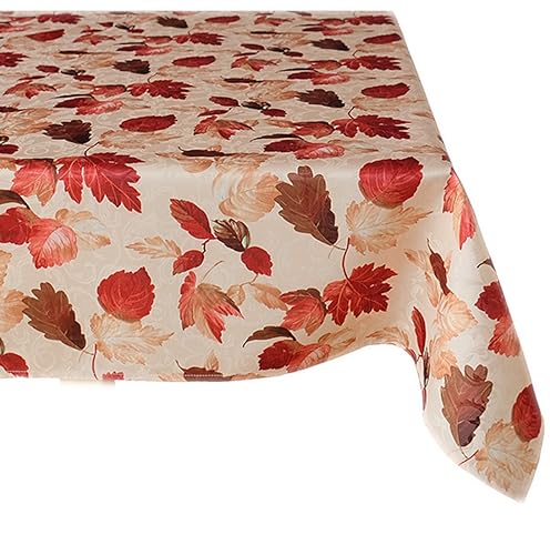 Tischdecke Mitteldecke Tafeltuch Herbst Jacquard Struktur mit Blättern (110 x 140 cm) von Raebel OHG