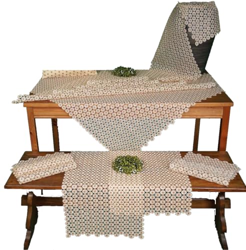 Tischdecke Mitteldecke Tischläufer Aufleger Deckchen zweifarbige Vollspitze gelb - braun Verschiedene Größen (40 x 110 cm) von Raebel OHG