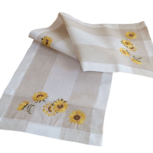 Raebel Mitteldecke - 85 x 85 cm Ecru beige-bunt Stickerei ''Sonnenblumen'' von Raebel OHG