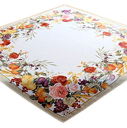 Raebel Tischdecke 110x110 cm Pflegeleicht Mitteldecke Decke Rosendecke Herbst Sommer Druckdecke Rosendecke Stoff Pflegeleicht 100% Polyester von Raebel OHG