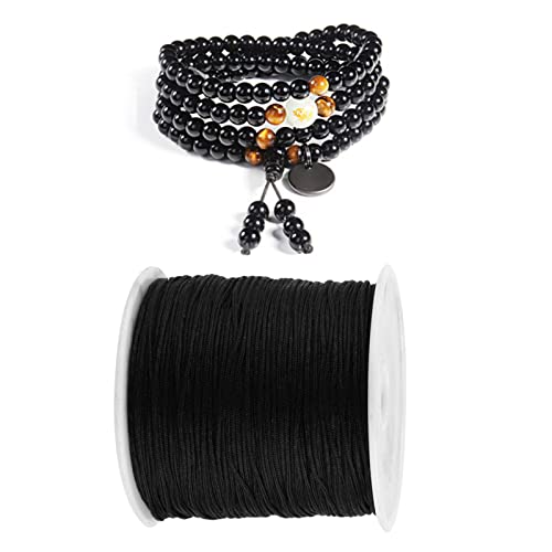 100M x 0,8 mm Nylon Chinesische Knotenschnur Makramee Armband Herstellung Rattail Makramee Faden Schnur Nylon Perlenschnur DIY Armbänder und Halsketten Schmuck Herstellung Schwarz von Raguso