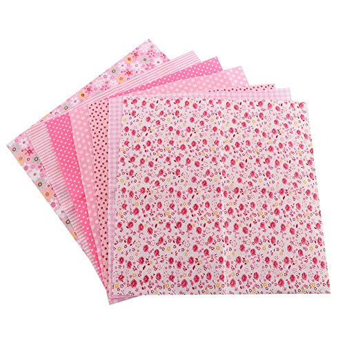 7 Stück 25 * 25 cm Baumwollstoff DIY Verschiedene Quadrate Vorgeschnittene Bettwäsche Suite Viertel Bündel Patchwork Quilten DIY Nähtuch Pink Serie(25 * 25) von Raguso