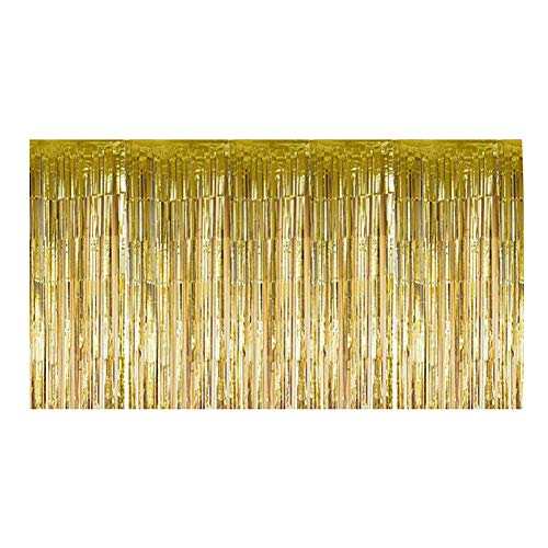 Raguso Dekorativer Quaste Tischrock Metallfolie Fringe Tischrock Lametta Tischrock für Geburtstag Hochzeit(Gold) von Raguso