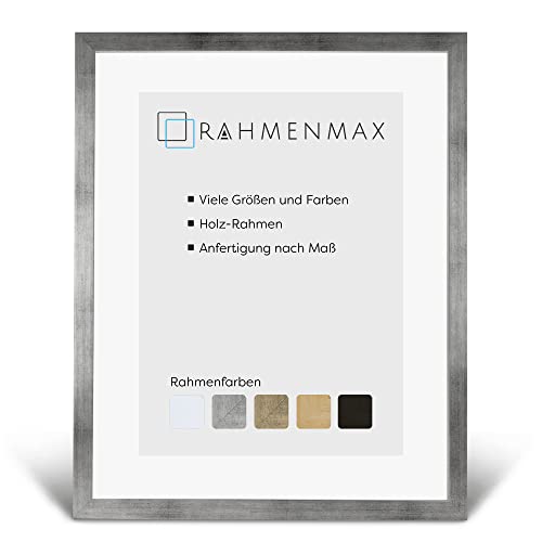 RahmenMax® Jersey Bilderrahmen Holz 20x40 cm/Bilderrahmen Maßanfertigung möglich/Posterrahmen/Bilder Rahmen in vielen Farben & Größen/Puzzle Rahmen in Silber mit Acrylglas & weißer Rückwand von RahmenMax