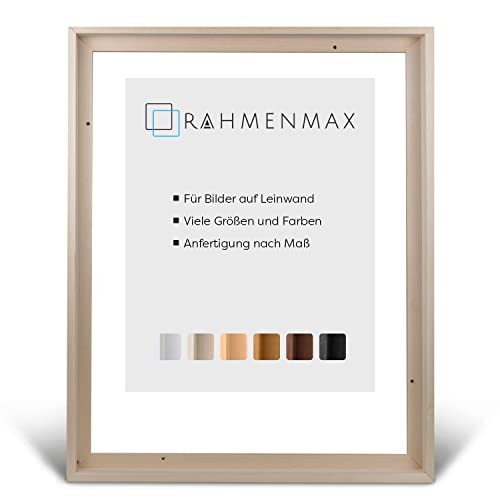 RahmenMax® Luzern Schattenfugenrahmen 25x30 cm aus lackiertem Massiv Holz/Rahmen für Leinwand/Bilderrahmen für Keilrahmen/Leinwandrahmen in Natur unbehandelt - Maßanfertigung möglich von RahmenMax