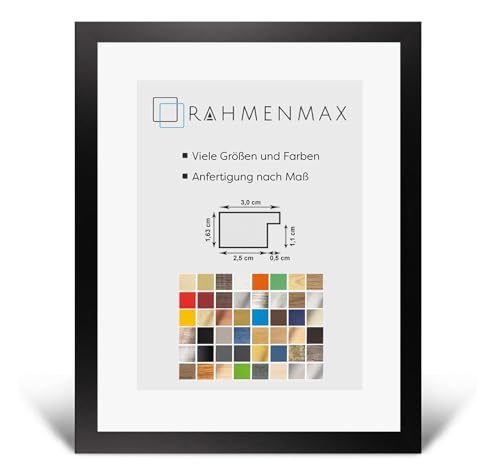 RahmenMax® Morena Bilderrahmen Holz 20x26 cm zum Aufhängen/Bilderrahmen Maßanfertigung möglich/MDF Posterrahmen/Bilder Rahmen in Schwarz Matt mit 1mm klarem Acrylglas/Puzzle Rahmen von RahmenMax