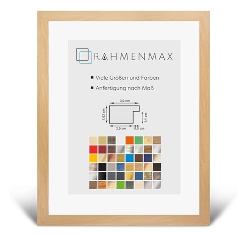 RahmenMax® Morena Bilderrahmen Holz 22x32 cm zum Aufhängen/Bilderrahmen Maßanfertigung möglich/MDF Posterrahmen/Bilder Rahmen in Buche Dekor mit 1mm klarem Acrylglas/Puzzle Rahmen von RahmenMax