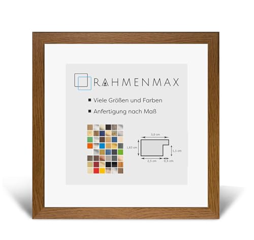 RahmenMax® Morena Bilderrahmen Holz 25x25 cm zum Aufhängen/Bilderrahmen Maßanfertigung möglich/MDF Posterrahmen/Bilder Rahmen in Eiche rustikal mit 1mm klarem Acrylglas/Puzzle Rahmen von RahmenMax