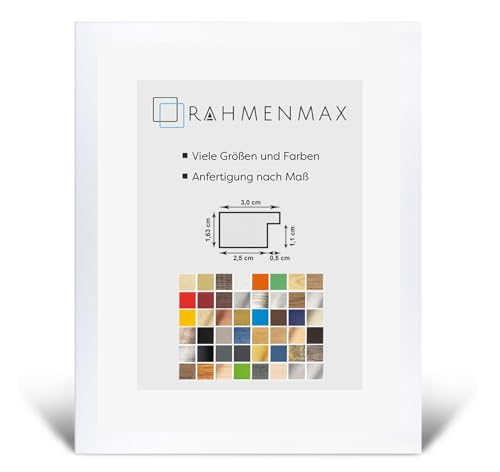 RahmenMax® Morena Bilderrahmen Holz 25x27 cm zum Aufhängen/Bilderrahmen Maßanfertigung möglich/MDF Posterrahmen/Bilder Rahmen in Weiß Matt mit 1mm klarem Acrylglas/Puzzle Rahmen von RahmenMax