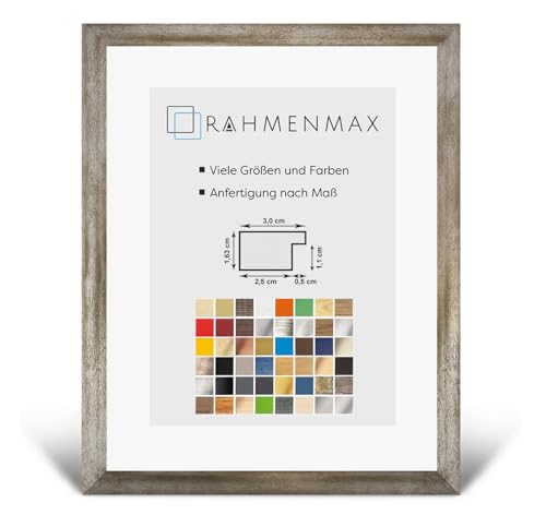 RahmenMax® Morena Bilderrahmen Holz 26x37 cm zum Aufhängen/Bilderrahmen Maßanfertigung möglich/MDF Posterrahmen/Bilder Rahmen in Vintage Metall mit 1mm klarem Acrylglas/Puzzle Rahmen von RahmenMax