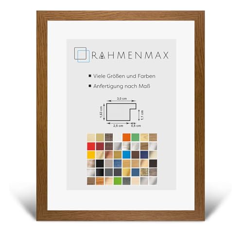 RahmenMax® Morena Bilderrahmen Holz 29x46 cm zum Aufhängen/Bilderrahmen Maßanfertigung möglich/MDF Posterrahmen/Bilder Rahmen in Eiche rustikal mit 1mm klarem Acrylglas/Puzzle Rahmen von RahmenMax