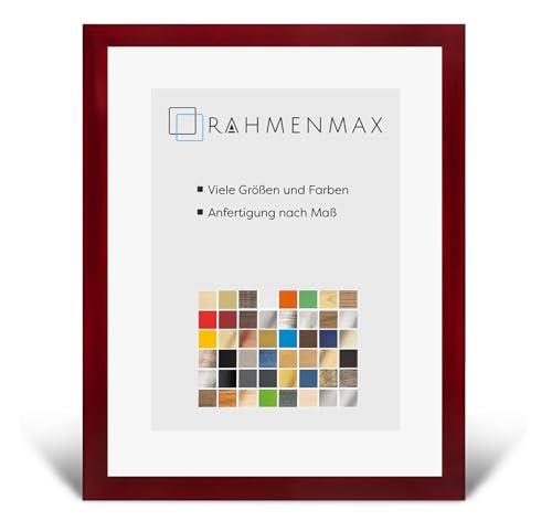 RahmenMax® Morena Bilderrahmen Holz 30x40 cm zum Aufhängen/Bilderrahmen Maßanfertigung möglich/MDF Posterrahmen/Bilder Rahmen in Weinrot gewischt mit 1mm klarem Acrylglas/Puzzle Rahmen von RahmenMax