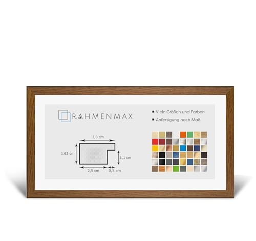 RahmenMax® Morena Bilderrahmen Holz 33x97 cm zum Aufhängen/Bilderrahmen Maßanfertigung möglich/MDF Posterrahmen/Bilder Rahmen in Eiche rustikal mit 1mm klarem Acrylglas/Puzzle Rahmen von RahmenMax