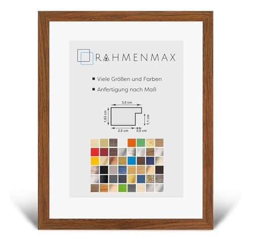 RahmenMax® Morena Bilderrahmen Holz 57x64 cm zum Aufhängen/Bilderrahmen Maßanfertigung möglich/MDF Posterrahmen/Bilder Rahmen in Sumpfeiche Dekor mit 1mm klarem Acrylglas/Puzzle Rahmen von RahmenMax