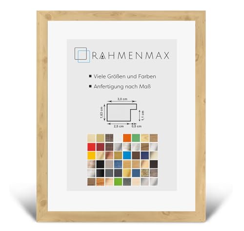 RahmenMax® Morena Bilderrahmen Holz 75x100 cm zum Aufhängen/Bilderrahmen Maßanfertigung möglich/MDF Posterrahmen/Bilder Rahmen in Fichte Dekor mit 1mm klarem Acrylglas/Puzzle Rahmen von RahmenMax