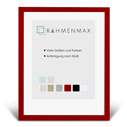 RahmenMax® Skane Bilderrahmen Holz 22x32 cm zum Aufhängen/Bilderrahmen Maßanfertigung möglich/MDF Posterrahmen/Bilder Rahmen in Rot mit Acrylglas/Puzzle Rahmen von RahmenMax