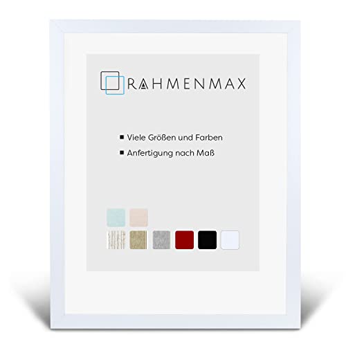 RahmenMax® Skane Bilderrahmen Holz 30x40 cm zum Aufhängen/Bilderrahmen Maßanfertigung möglich/MDF Posterrahmen/Bilder Rahmen in Weiß Matt mit Acrylglas/Puzzle Rahmen von RahmenMax