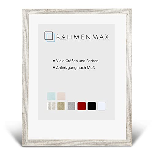 RahmenMax® Skane Bilderrahmen Holz 48x65 cm zum Aufhängen/Bilderrahmen Maßanfertigung möglich/MDF Posterrahmen/Bilder Rahmen in Beige Vintage mit Acrylglas/Puzzle Rahmen von RahmenMax