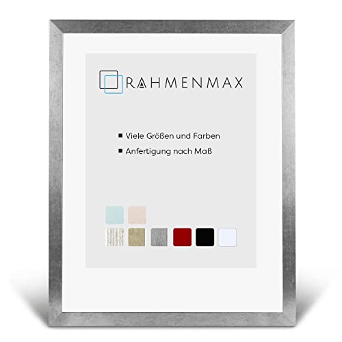 RahmenMax® Skane Bilderrahmen Holz 48x68 cm zum Aufhängen/Bilderrahmen Maßanfertigung möglich/MDF Posterrahmen/Bilder Rahmen in Alu-Gebürstet Matt mit Acrylglas/Puzzle Rahmen von RahmenMax