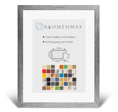 RahmenMax Morena Holz Werkstoff Bilderrahmen 25 x 37 cm modernes sehr eckiges Profil 37 x 25 cm grosse Farbauswahl jetzt: Grau gewischt mit Kunstglas klar 1 mm von RahmenMax