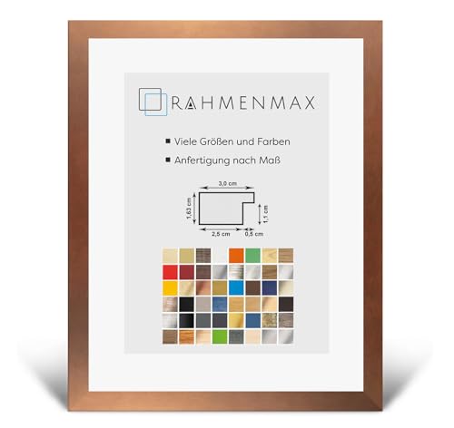 RahmenMax Morena Holz Werkstoff Bilderrahmen 27 x 37 cm modernes sehr eckiges Profil 37 x 27 cm grosse Farbauswahl jetzt: Kupfer Dekor mit Kunstglas klar 1 mm von RahmenMax