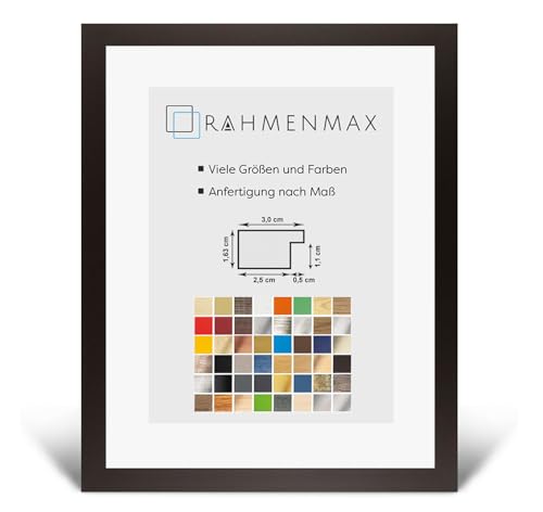 RahmenMax Morena Holz Werkstoff Bilderrahmen 28 x 40 cm modernes sehr eckiges Profil 40 x 28 cm grosse Farbauswahl jetzt: Dunkelbraun mit Kunstglas klar 1 mm von RahmenMax