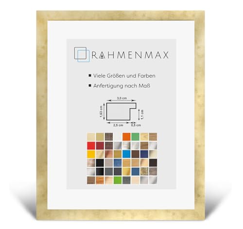 RahmenMax Morena Holz Werkstoff Bilderrahmen 40 x 69 cm modernes sehr eckiges Profil 69 x 40 cm Grosse Farbauswahl jetzt: Gold Antik mit Kunstglas klar 1 mm von RahmenMax