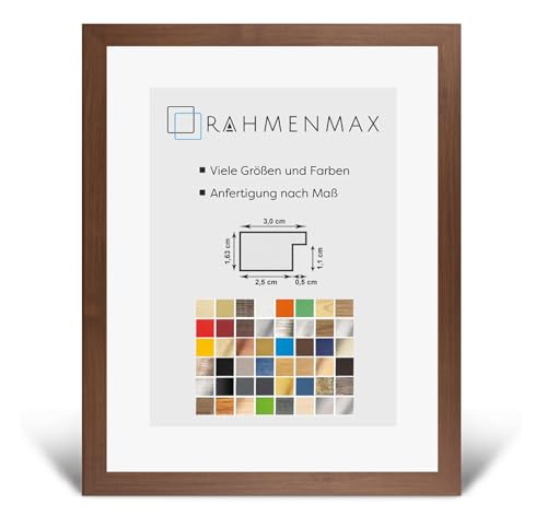 RahmenMax Morena Holz Werkstoff Bilderrahmen 47 x 84 cm modernes sehr eckiges Profil 84 x 47 cm Grosse Farbauswahl jetzt: Nussbaum Dunkel mit Kunstglas klar 1 mm von RahmenMax