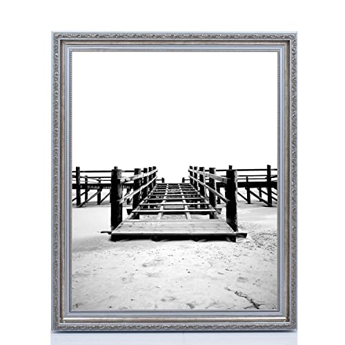 Bilderrahmen Fotorahmen 20x30 cm Silber bilderrahmen zum aufhängen Holz Picture Frames Farbe und 40 verschiedene Größen wählbar ohne Passepartout Rahmen Athen von Rahmengalerie24