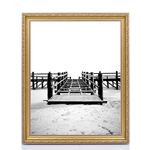 Bilderrahmen Fotorahmen 20x40 cm Gold bilderrahmen zum aufhängen Holz Picture Frames Farbe und 40 verschiedene Größen wählbar ohne Passepartout Rahmen Athen von Rahmengalerie24