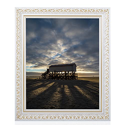 Bilderrahmen Fotorahmen 24x30 cm Weiß-Gold bilderrahmen zum aufhängen Holz Picture Frames Farbe und 40 verschiedene Größen wählbar ohne Passepartout Rahmen Wien von Rahmengalerie24