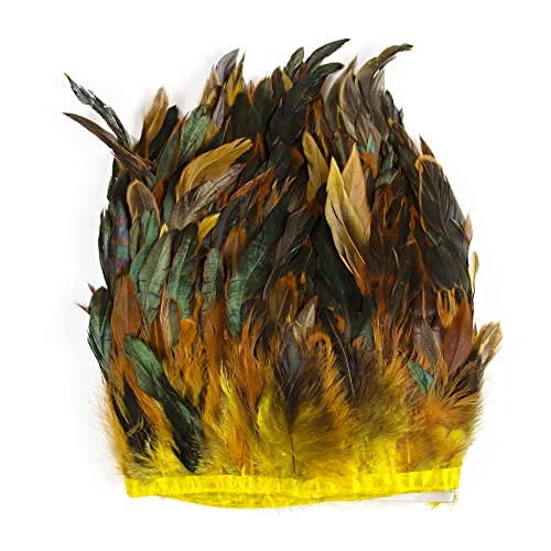 Raibertin Coque Rooster Hackle Feder Fransen Trim für Kostüm Basteln Kleid Dekoration Schlappen Feder Trim Ribbon DIY Umhang Schal Rock Halloween Karneval Kleidung Nähen Dekor (Gelb) von Raibertin