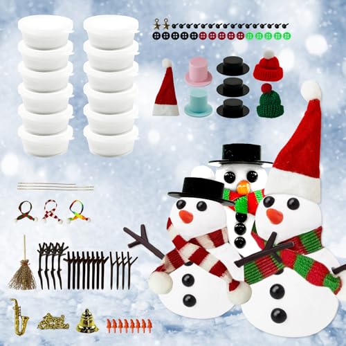 Weihnachts-Schneemann-Bastelset, Schneemann-Set, Bauen Sie einen Schneemann, Winter-Innendekorationen, kreative lufttrocknende Modelliermasse, Weihnachtsaktivitäten, Schneemann-Bastelset für von Rainmae