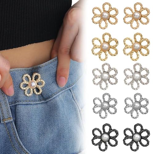 10 Stücke Knopf Hose Enger Machen, Jeans Knöpfe Ohne Nähen, Hosenknopf Hosen Knöpfe Pins zum Enger Machen, Abnehmbare Hosen Enger Machen Clip Hosenverkleinerung Hosenknöpfe Hosenpin für Jeans von Rairsky