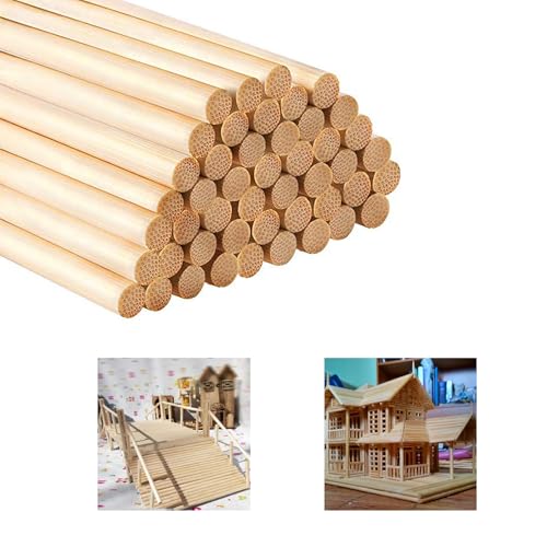 100 Stück Holzstäbe zum Basteln, Holzstäbe 30cm Lang, Rundholz 6mm, Rundstab Holz, Holzstäbchen zum Basteln, Holzstab Rund, Wooden Sticks, Holzstange für Modellbau DIY Handwerk und Dekoration von Rairsky