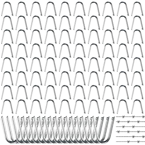100 Stücke Stahlkrampen, U Nägel, Klein Nägel für Garten, U Nägel für Holz, Verzinkte Schlaufen Nägel,Nicht Leicht zu Rosten,U Förmige Nägel für Zäune Reparieren, Befestigung Masche, Hühnerhausdraht von Rairsky