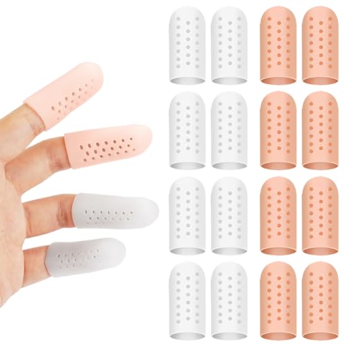 16 Stück Fingerschutz Silikon Gel Fingerlinge, Fingerlinge Silikon, Silikon Fingerschutz, Atmungsaktives Fingerkuppenschutz, Fingerkappen, Gel Fingermanschetten für Ekzem Arthritis Rissige Hände von Rairsky