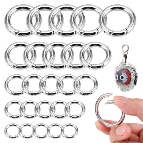 25 Stück Karabiner Rund, Runde Karabiner 18/20/25/28/35 mm Runde Karabinerhaken Edelstahl Federverschluss Rund Zinklegierung für Schlüssel, Taschen, Geldbörsen, Handtasche und DIY Handwerk von Rairsky