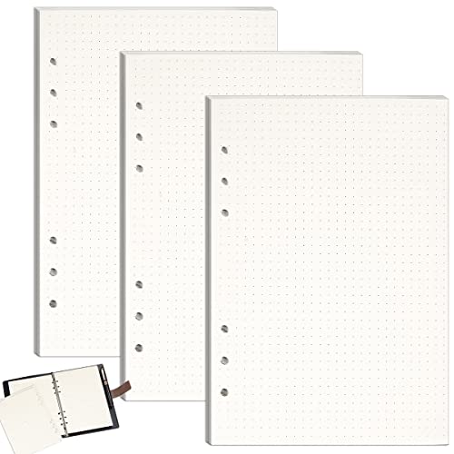 3 Packung A5 Nachfüllpapier 6 Loch 135 Blätter Ringbucheinlagen A5 Nachfüllpapier Notizbuch, A5 Papier Liniert Refill Paper für Notizbuch, Tagbuch, Skizze, Malerei - 21 x 14.2 cm, Weiß von Rairsky