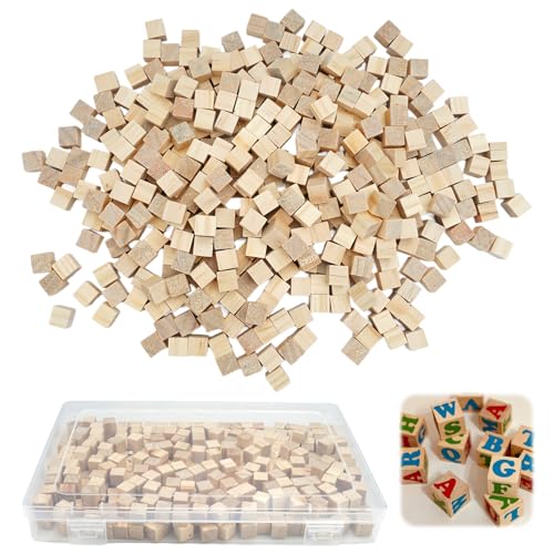 400 Stück Holzwürfel Blanko Holzblock Deko 10mm Holzklötzchen DIY Vierkantholz, Holzplättchen Quadratisch Natürliche Bastelwürfel, Kleine Holzquadrat zum Basteln für Malen, Handwerk, Dekoration von Rairsky