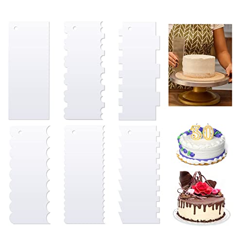 6 Stück Tortenspachtel Acryl Torten Schaber Tortenschaber Dekorieren,Professionell Cake Scraper Transparent Glätter Fondant Tortenglätter,Kuchenschaber Set 11 Arten DIY Glatte und Gestreifte Torten von Rairsky