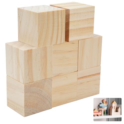 8 Stück Holzwürfel Blanko, Holzwürfel Groß 50x50x50mm, Quadrat Würfel Natürliche Bastelwürfel, Unbehandeltes Bauklötze Holz Quadrat Würfel, Holzbauklötze Natural für Lernen, Basteln, DIY Puzzle von Rairsky