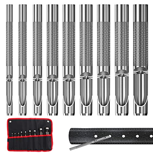 9er Locheisen Set, Stahllocheisen Hohl Locher 2.5-10.0mm, Runde Locheisensatz Locheisen Satz für Leder, für Leder, Uhrenarmband, Dichtung Gürtel, Schuh, Stoff, Leinwand Kleidung von Rairsky