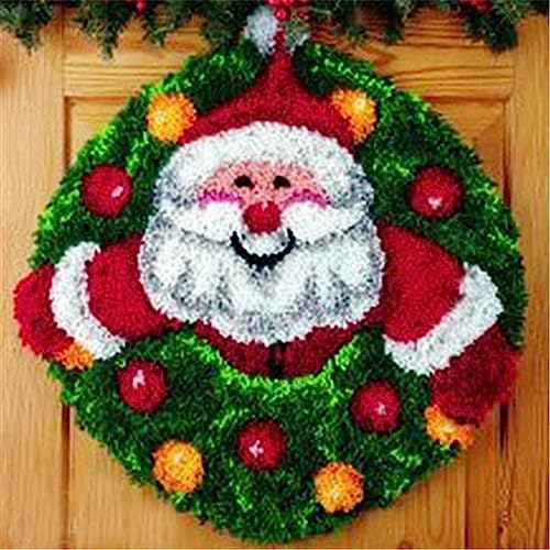 Raixleb Latch Hook Kits Knüpfteppich für Kinder und Erwachsene zum Selber Knüpfen DIY Teppich 50x 50 cm Weihnachtsmann von Raixleb