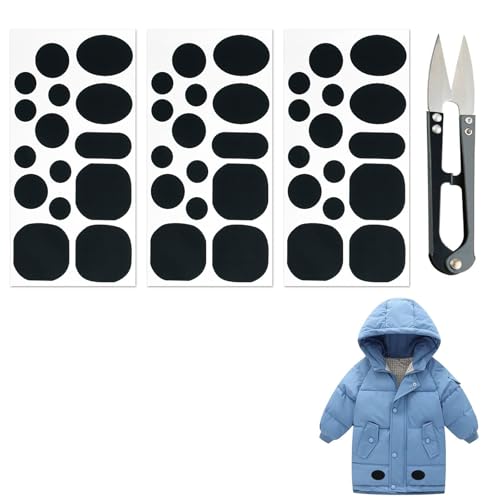 Rakiuty Daunenjacken-Flicken Reparatur-Set: 3 Blatt Nylon-Reparaturpatches, Schwarz von Rakiuty