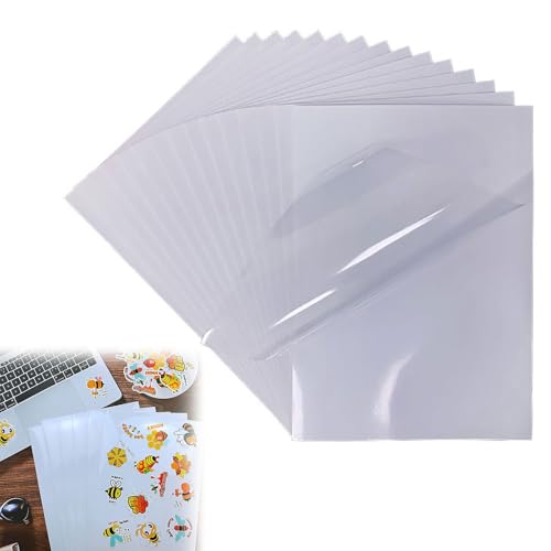 Glänzendes Aufkleber Papier,Aufkleberpapier Selbstklebende,Vinyl-Aufkleber Papier,Aufkleber Papier Nur für Laserdrucker,Bedruckbares Vinyl,Vinylfolie Sticker Papier,Stickerpapier zum Selbst Drucken von Rakiuty