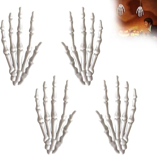 Halloween Skelett Hände Dekoration, 2 Paare Realistisch Aussehende Skelett, Skelett Totenkopf Deko, Halloween Deko Skelett, Skeletthände Skelett Deko, Garten Rasen Skeleton Stakes von Rakiuty