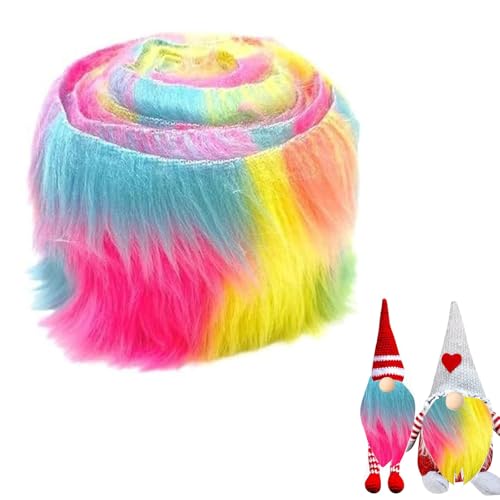 Kunstfell-Stoff,Kunstfell Band Kunstpelz Fellstoff,Plüsch Kunstfellstoff,Furry Faux Precut Strips,Zotteliges Synthetisches Plüsch-Patch,Fellzuschnitte für Heimwerker,5cm x 1,5m (Regenbogenfarben) von Rakiuty