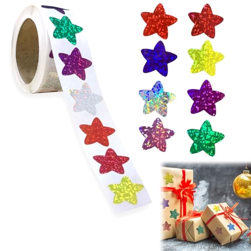 Stern Aufkleber Sterne,Sterne Aufkleber Rolle,Glitter Stern Aufkleber,Glitzer Sticker,Sterne Aufkleber,Bunt Belohnung Sternaufkleber für Kinder,Bunt Sterne Aufkleber,Star Sticker,1PC von Rakiuty